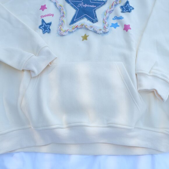 SO PRETTY! AELFRIC EDEN DENIM STAR OVERSIZED HOODIE LARGE NWT - Picture 6 of 11
